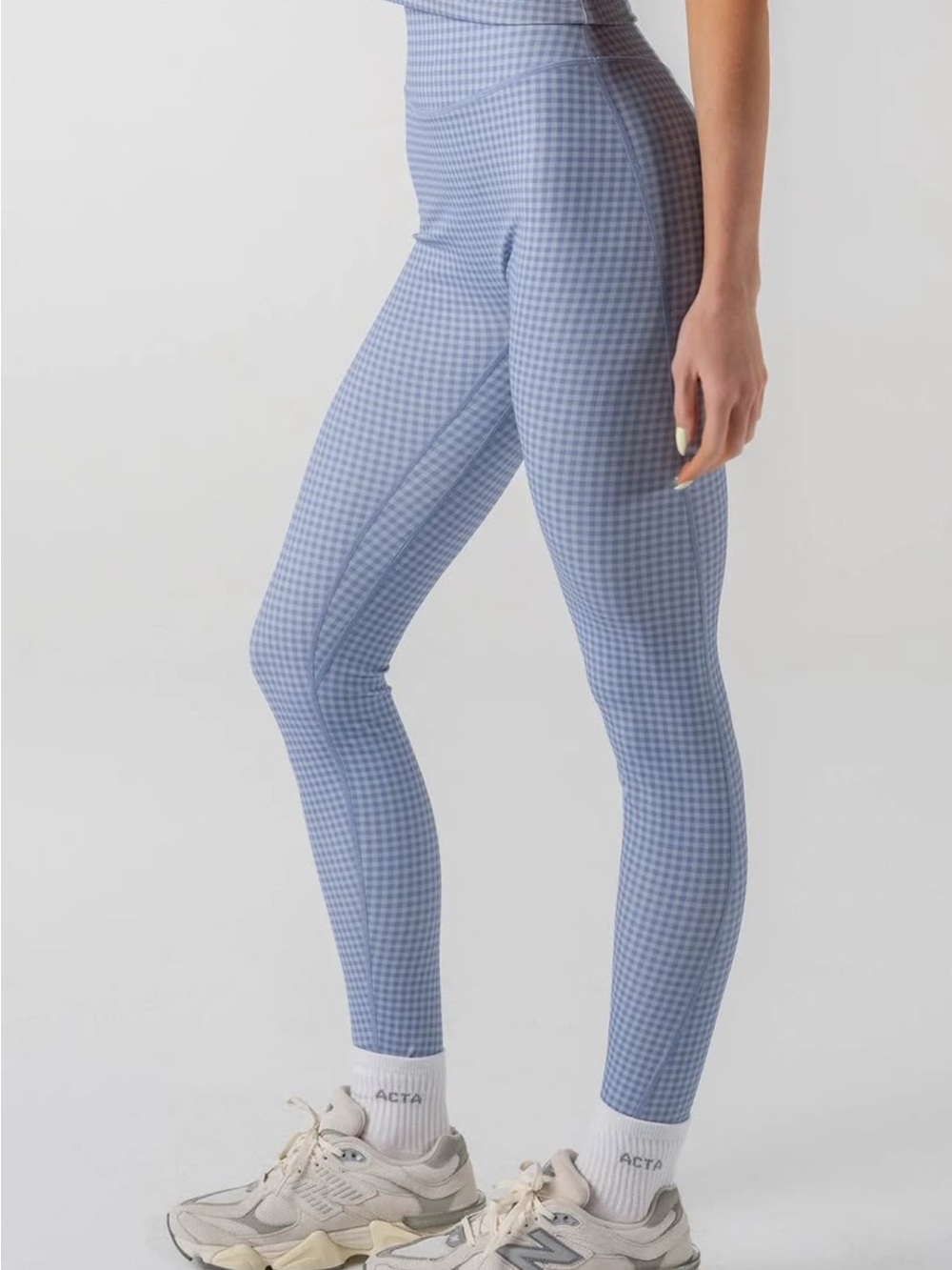Actawear High-Rise Blue Gingham Leggings